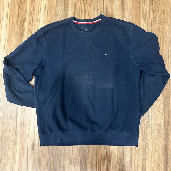 Tommy Hilfiger Sweatshirt Men's XL Navy Blue Cotton Crew Neck Pullover - Picture 1 of 10